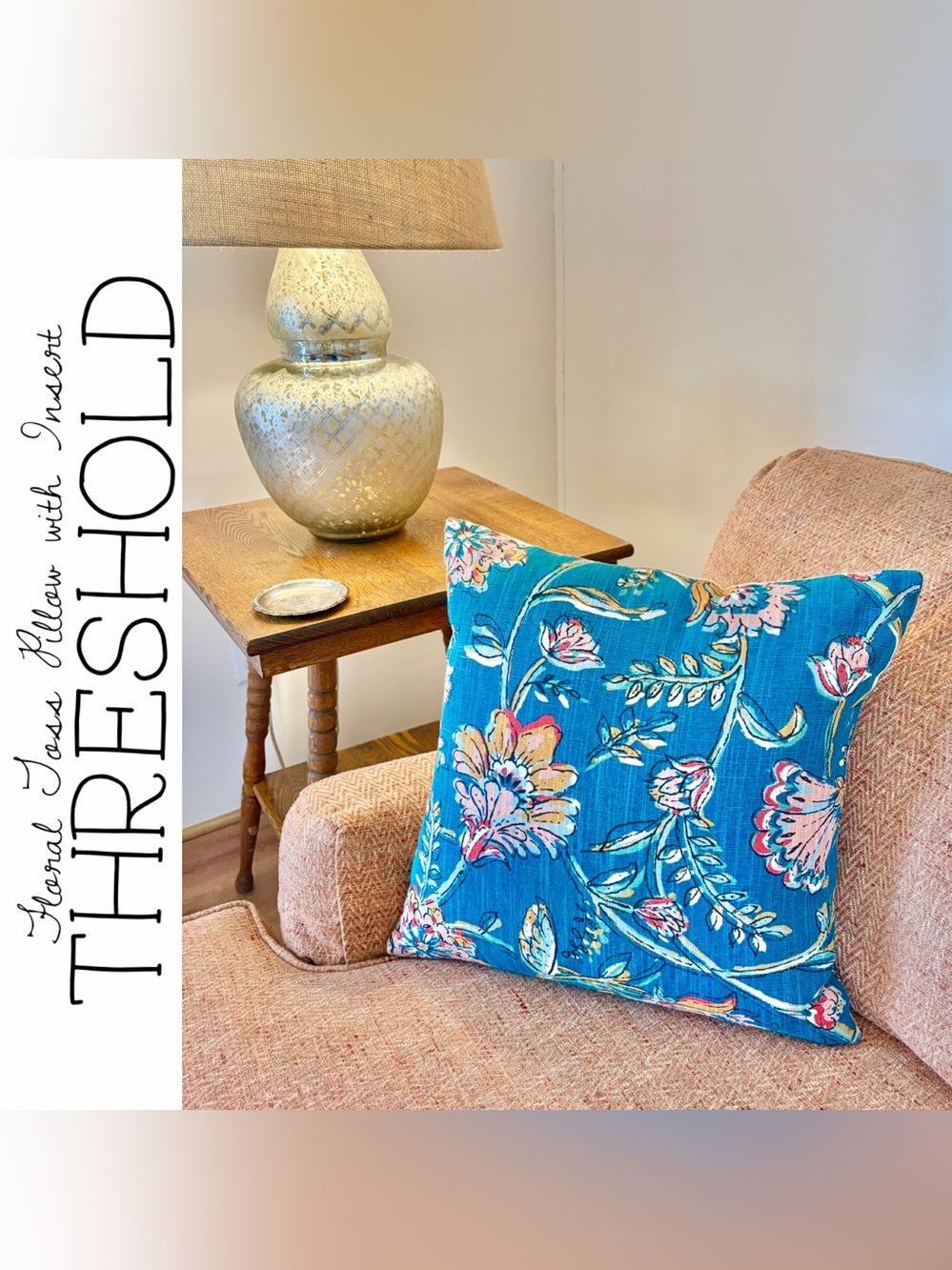 New! Threshold Floral Toss Pillow with Insert